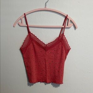No Boundaries Red Floral Lace-Trim Cami